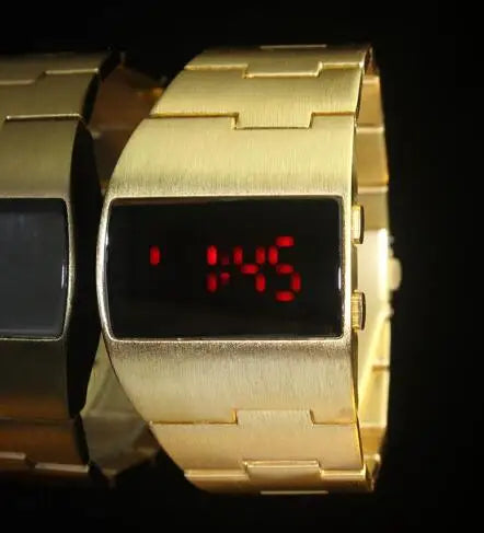 Luxury Gold Big Watch Men Sport Led Digital Watches Gold Silver Black Stainless Steel Electronic Wristwatches Reloj Hombre 2022