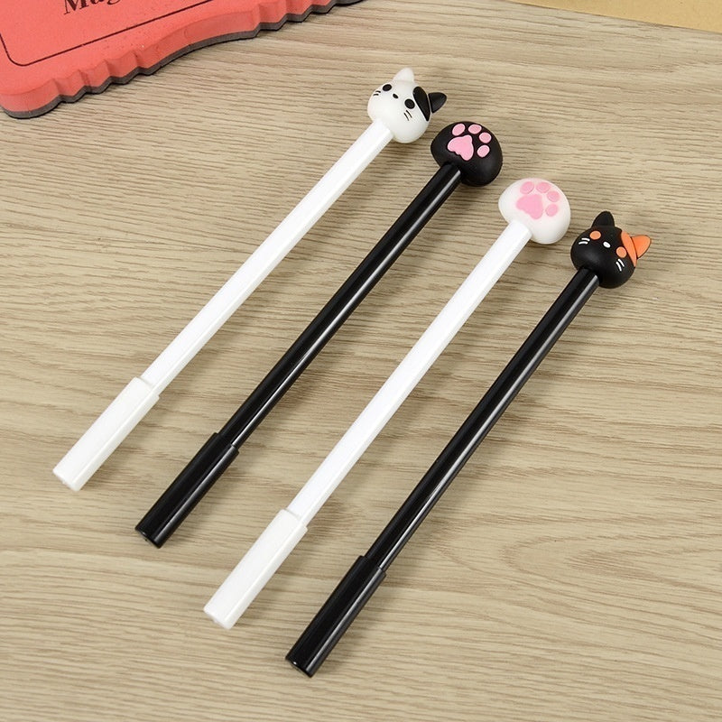10pcs/batch Kawaii Cat Gel Signature Pen Cute Claw  Stylos Black Ink for Hand Account Writing Stationery Office School Supplies