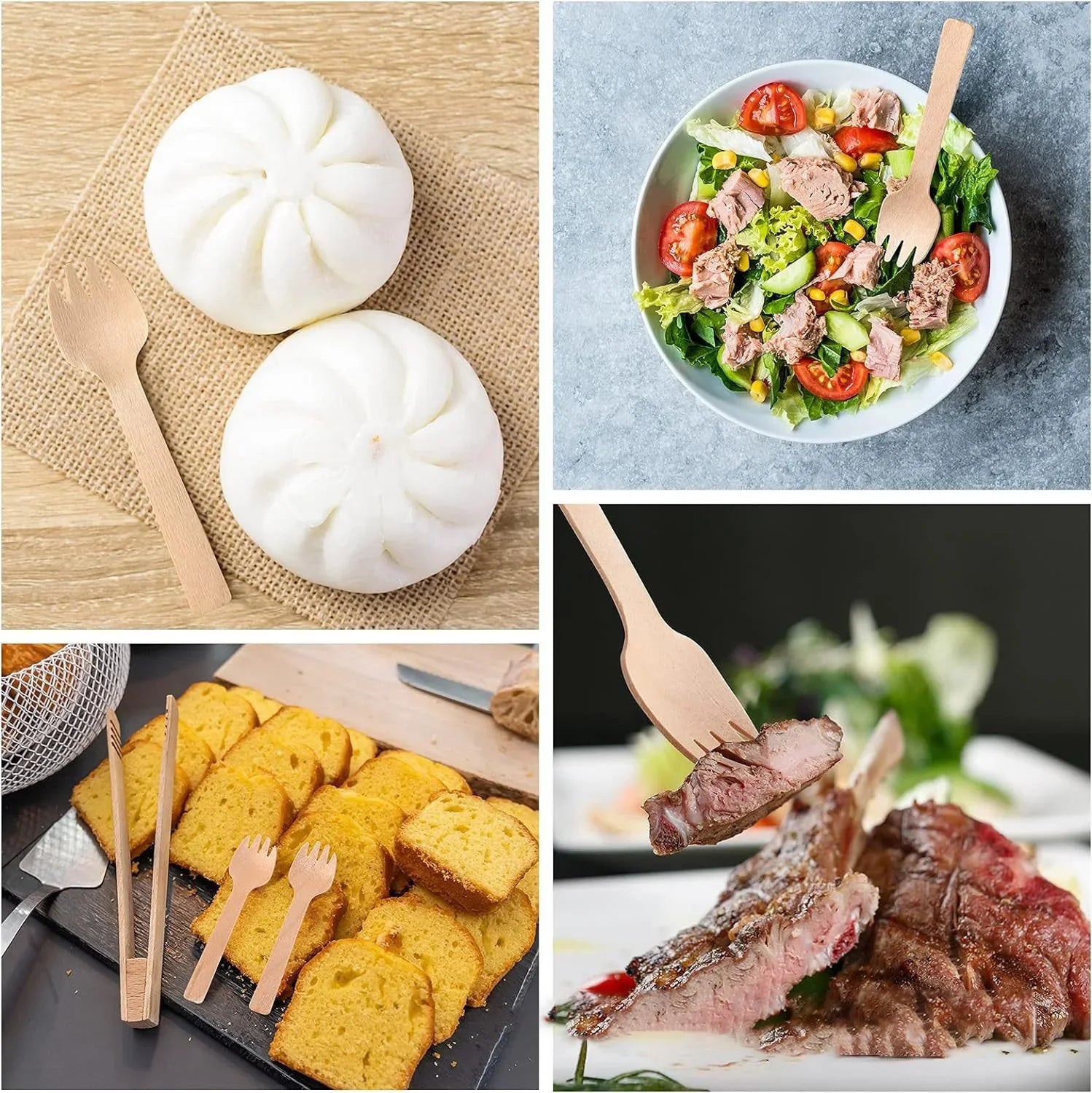 100Pcs Disposable Mini Wooden Spoons Ice Cream Spoon Fruit Dessert Forks Spoons Wedding Party Tableware Kitchen Accessories Tool