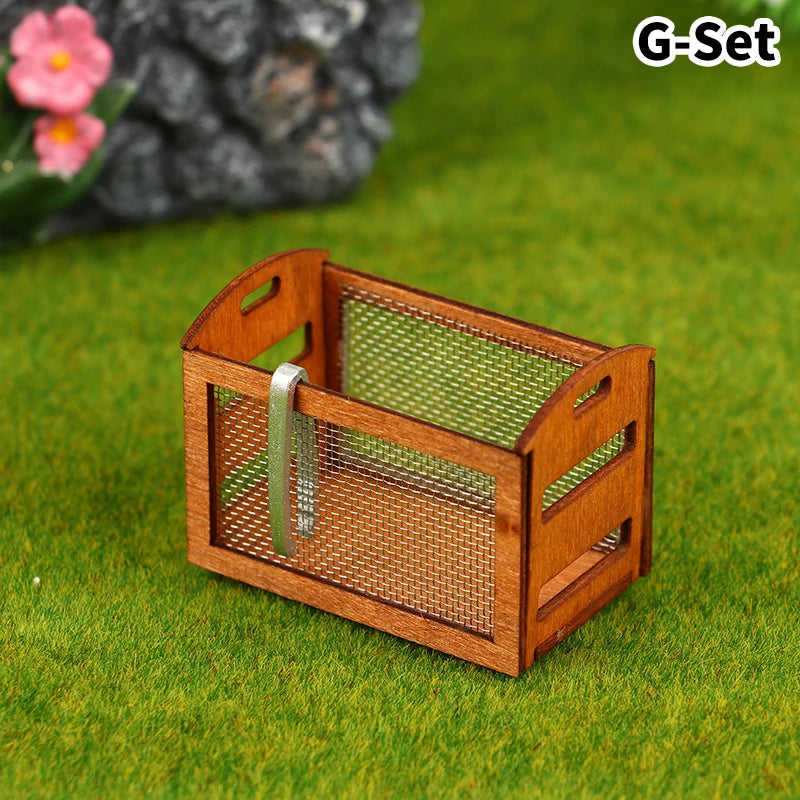 1Set 1:12 Dollhouse Miniature Bread Rack Cake Shelf Storage Box/Basket W/Baking Clip Scene Decor Doll House Accessories