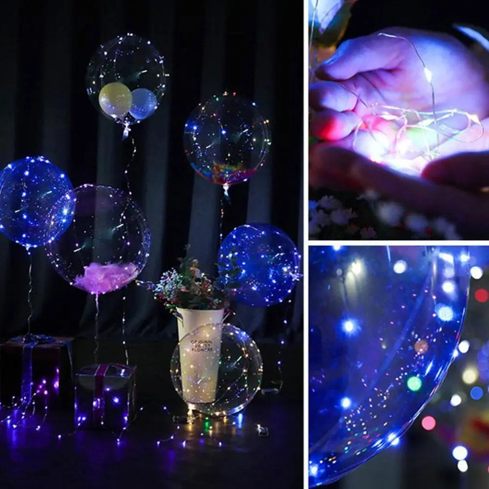 3Pcs LED Light Up Balloons Glow In The Dark Transparent Led Balloons for Weddings Birthdays Valentine's Day Party Festival Decor