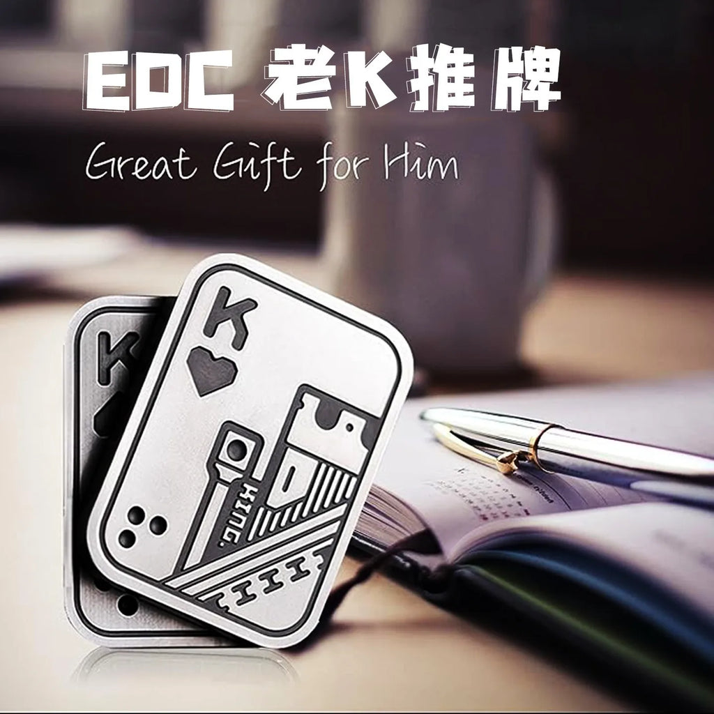 Stress Relief Push Card Metal Fingertip EDC Poker A K King Gyro Toy for Office Adults Anti Anxiety Fidget Papa Coin