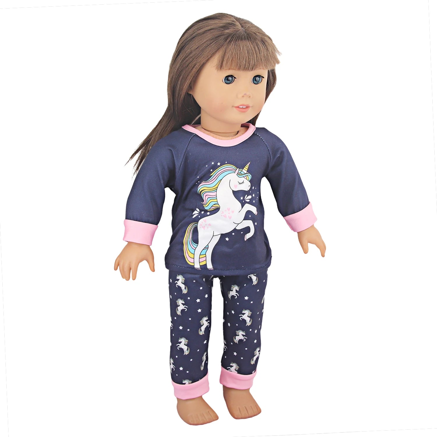 Doll Clothes Pajamas  For 43cm Baby New Born&American 18 Inch Girl Doll Unicorn Shark Cartoon Clothes Suit For Generation Doll