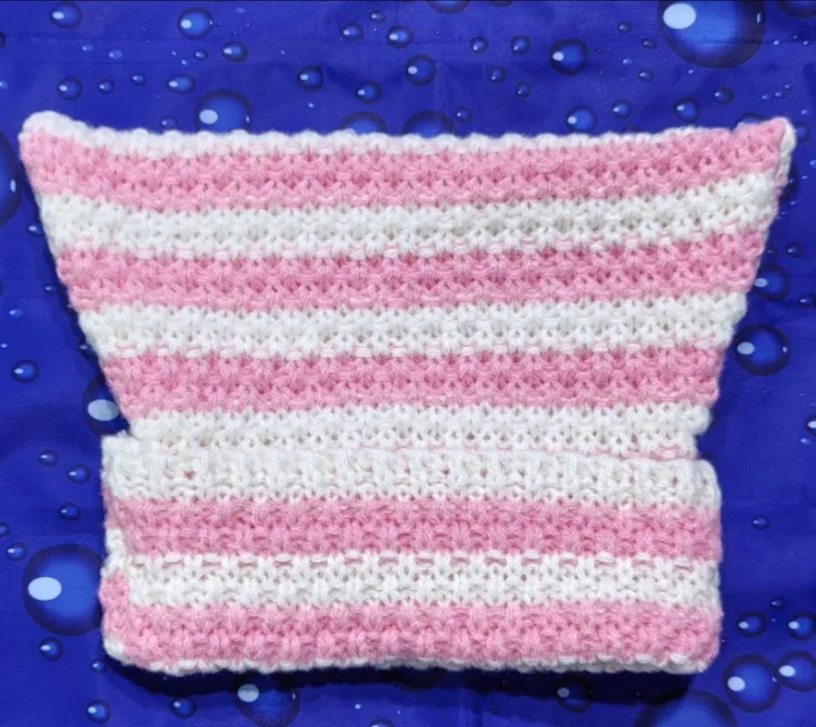 New Japanese Streetwear Harajuku Beanie Little Devil Striped Knitted Hat Women Girls Autumn Winter Cute Cat Ears Cap