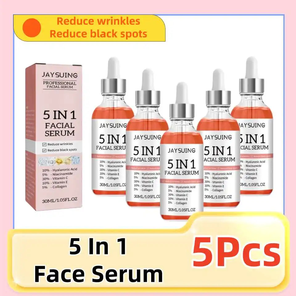 1/2/3/5/10Pcs 5 In 1 Hyaluronic Acid Face Serum Moisturizing Vitamin C collagen Lightning Facial Serum Shrink Pores Skin Care