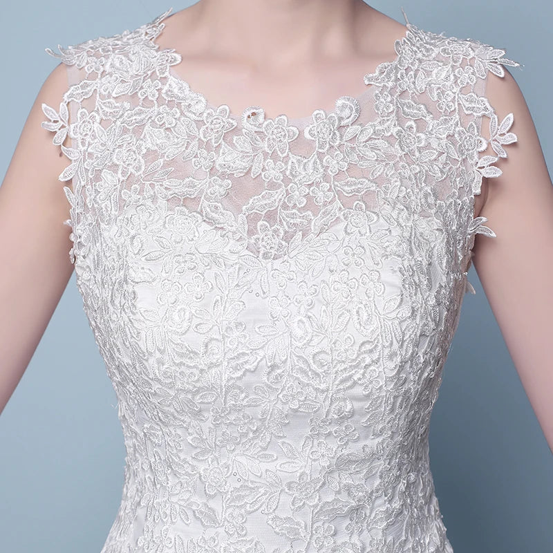 DongCMY 2025 New Arrival White Color Bridal Tulle Bandage Flowers Wedding Dresses Vestido De Noiva Ball Gown