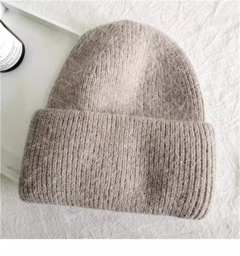 Women's Winter Hats Fashion Warm Bean Hats Solid Color Adult Hats Cute Knitted Hats Baotou Hats Autumn/Winter