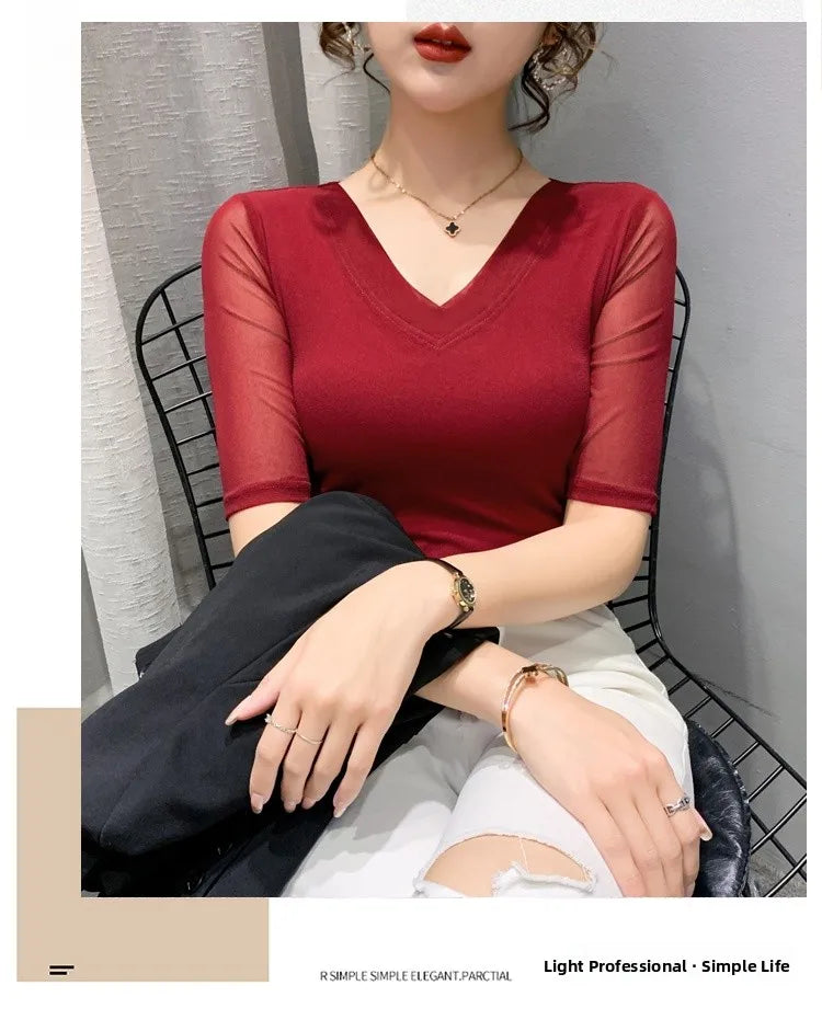 Women's Slim Fit V-Ne T-irt Me Inner Wear Top Spring Autumn Season Faionable Base irt Breathable Wear Resistant