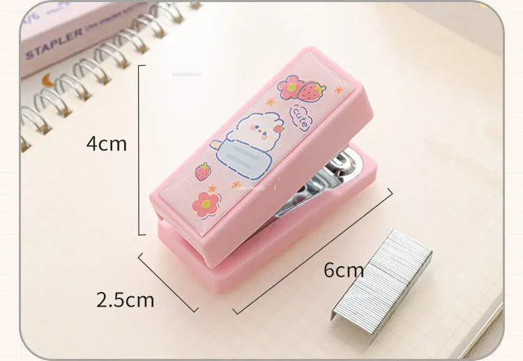 Mini Stapler Set with Staples Cute Rabbit Bear Paper Binder Stationery Office Binding Tools School Supplies
