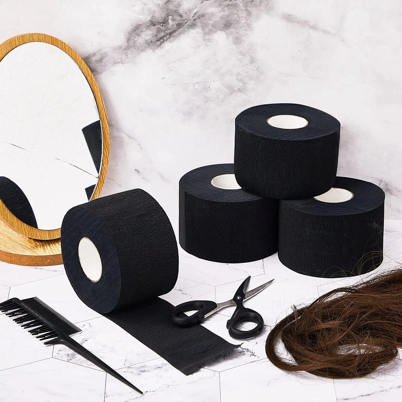 1 Roll Disposable Black Barber Neck Strips Barber Neck Paper Stretchy Strip Neck Edge Paper Haircut Styling Accessories