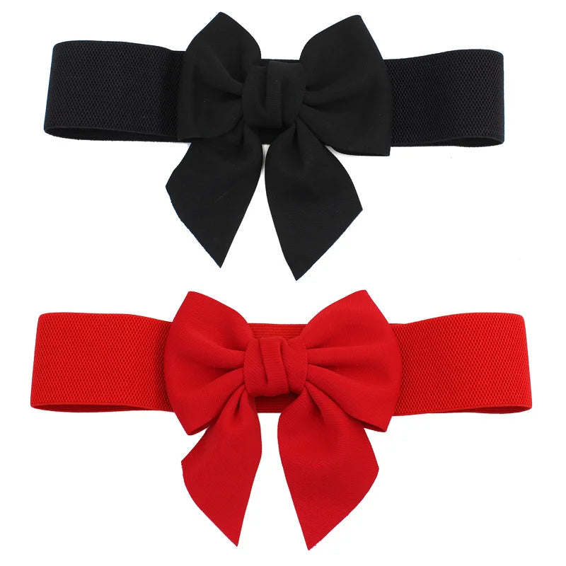 Women Big Bow Waistband  Elastic Wide Waist Belt Fashion Solid Bowknot Waist Straps For Dress Decorate Clothes Accessories