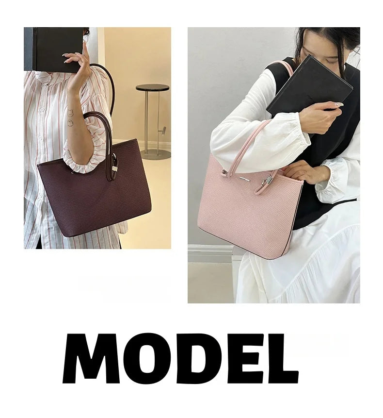 Pu Women's Shoulder Bag Stylish And Simple Solid Color Handbag Adjustable Shoulder Strap Waterproof Large Capacity Bucket Bag