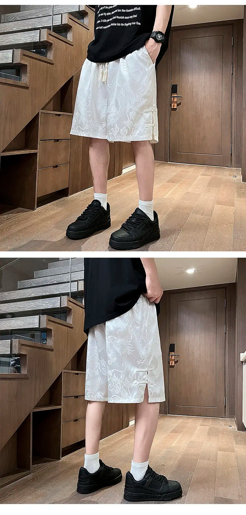 plus Size Men's Dragon Pattern Twill Shorts M-XXXXXL Straight Leg Summer Outdoor Work Pants Chinese Type Clothing