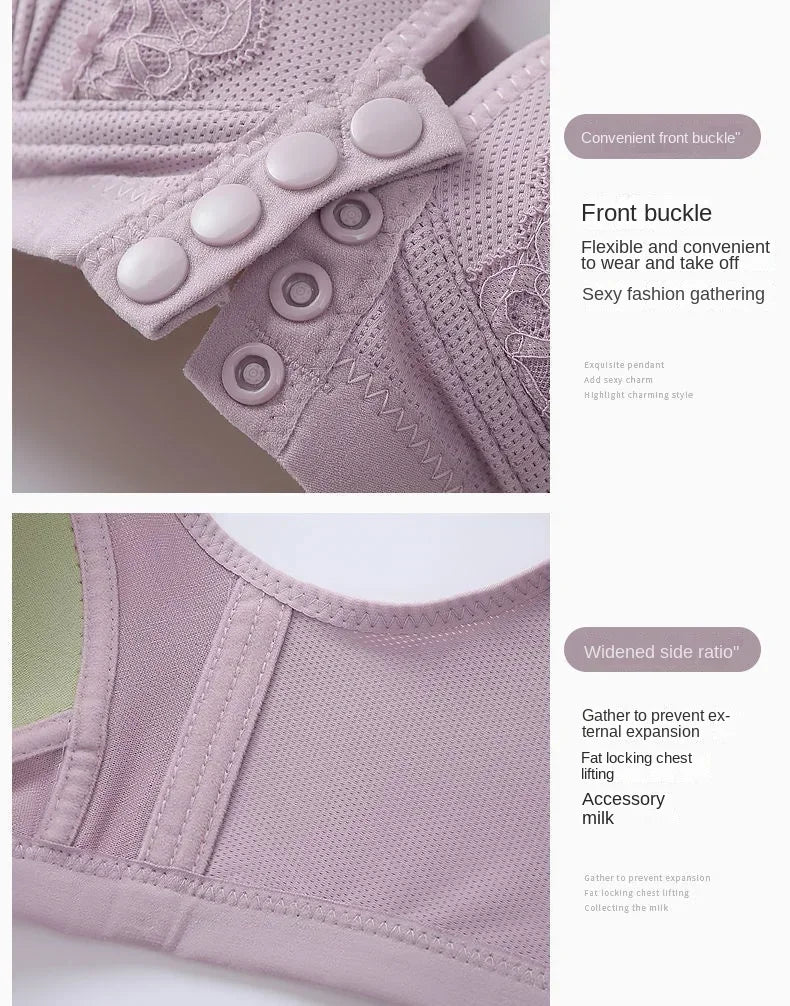 Sexy lace bra lactation lingerie huddle breathable comfortable vice breast no steel ring bra for middle-aged mothe