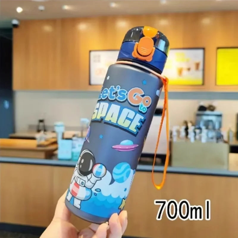 700ml Cosmic Astronaut Themed Insulated Water Bottle Leakproof Flip Lid Carrying Strap Portable Adorable Activities Cup BPA-Free