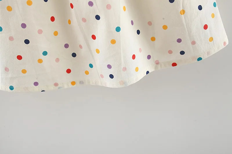 Cotton Baby Dress Flower Embroidery Comfortable Baby Dress Colorful Polka Dot Printed Dress