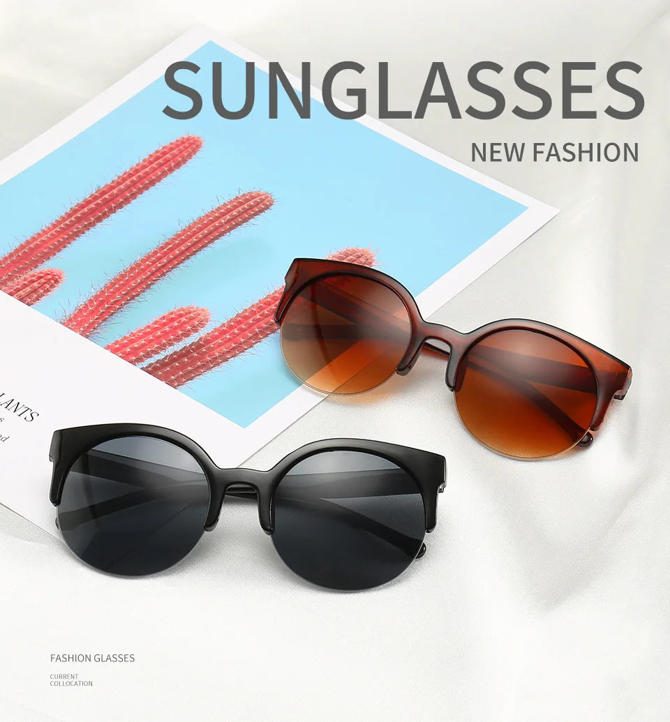 Cat Eye Women Sunglasses Oversized Sun Glasses Cat Eye Vintage Lens Mirror Female Eyewear Goggles for Women UV400 Gafas De Sol