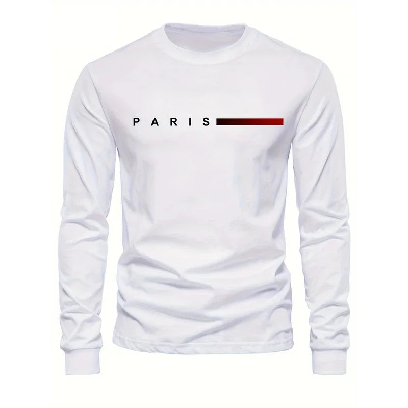 2025 New Spring Men Round Neck Casual Street Style Clothing Loose Fashion Sweatshirt Letter Pattern Creative Long Sleeve T-Shirt