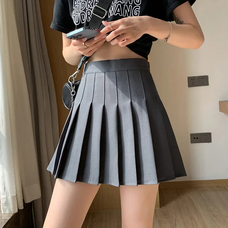 Pleated skirt for women in spring and summer, jk white A-line skirt, new Korean version high waisted skirt, versatile plaid skir