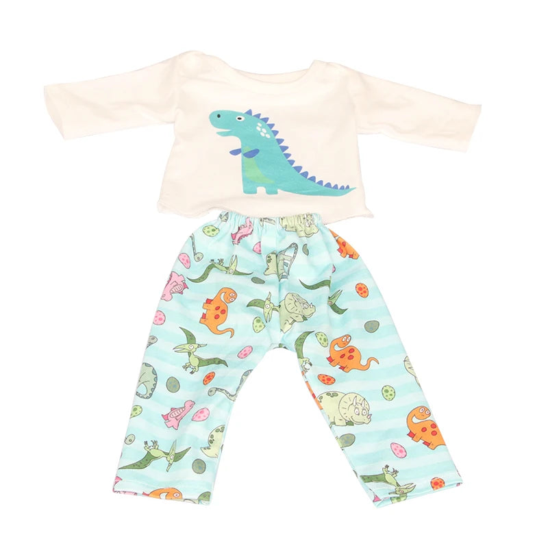 Doll Clothes Pajamas  For 43cm Baby New Born&American 18 Inch Girl Doll Unicorn Shark Cartoon Clothes Suit For Generation Doll