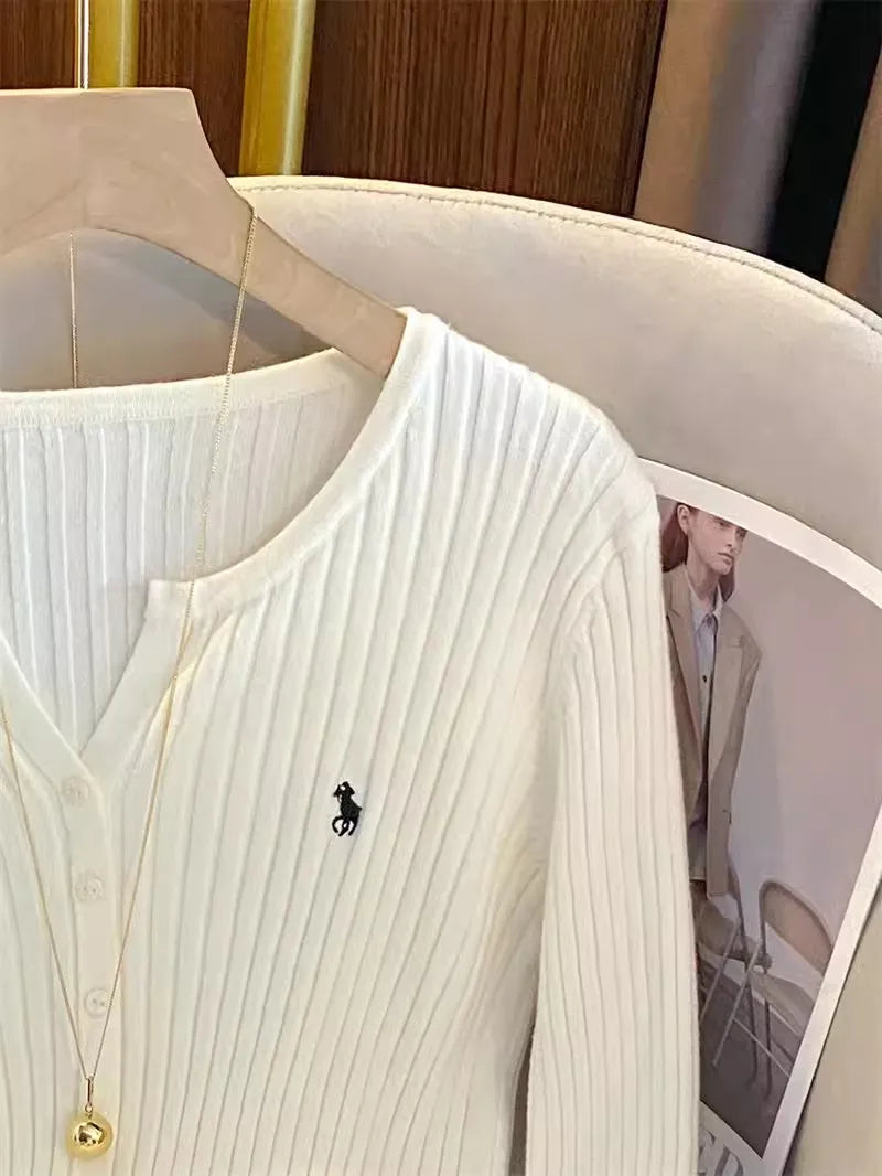 2025 Y2K Korean Fashion Knitted Cardigans Long Sleeve Embroidery Sweaters Streetwear Style for Ladies