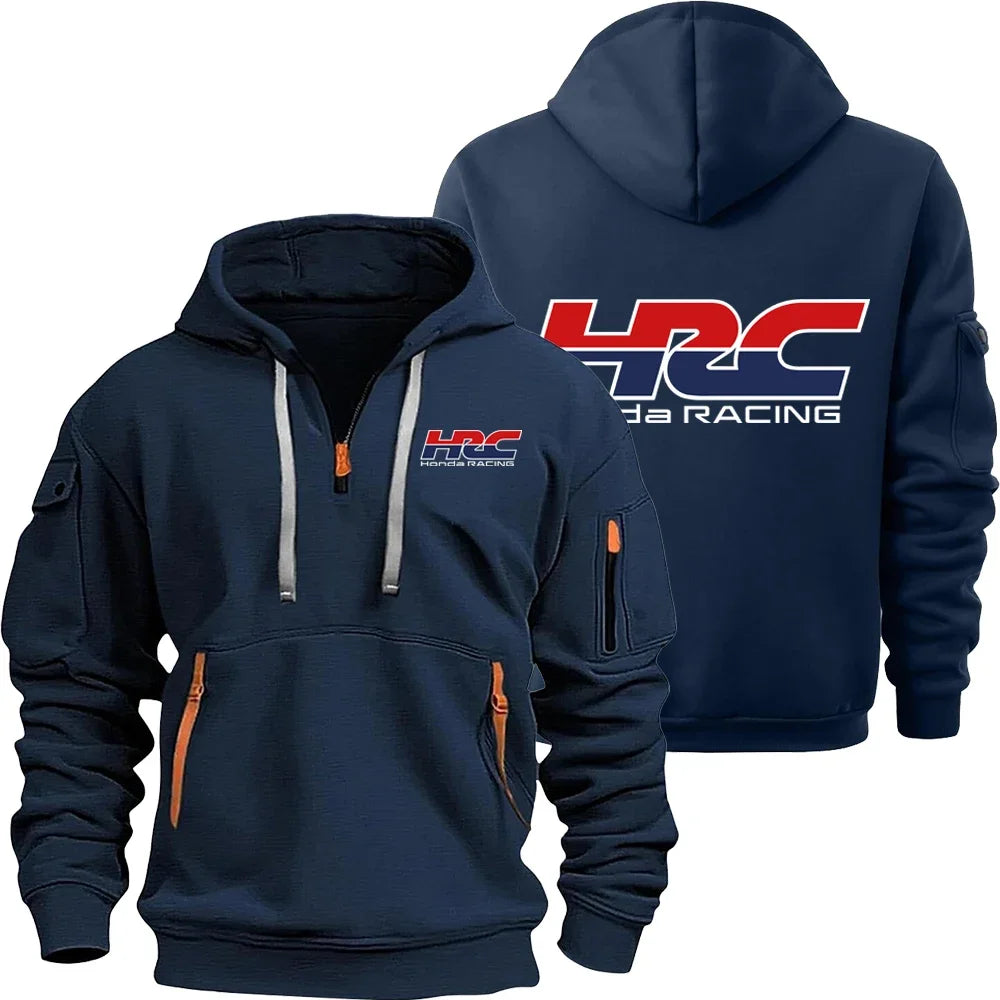 Honda HRC Logo Racing Team Men's Half-zip Hoodie Spring and Autumn Men's Sweatshirt 2025 Sports Men's Pullover Clothes