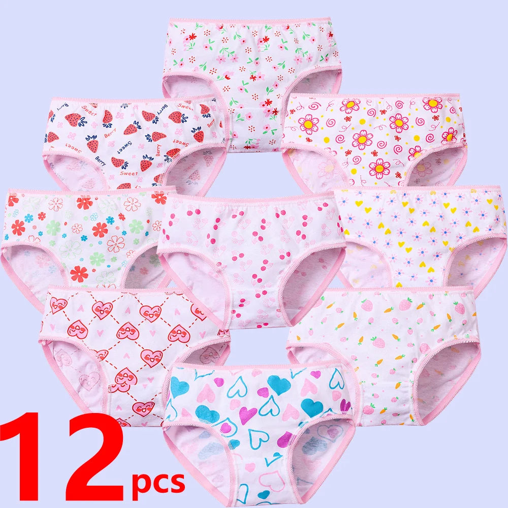 3/6/12 Pcs Cotton Panties Sets Girls Kids Short Briefs Children Underwear Child Cartoon Shorts Underpants Lace Panties Cute New