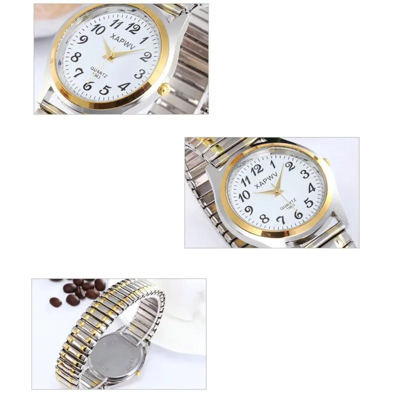 Fashion Women Men Watch Flexible Elastic Band Quartz Wrist Watch Steel Strap Couple Watch Gift