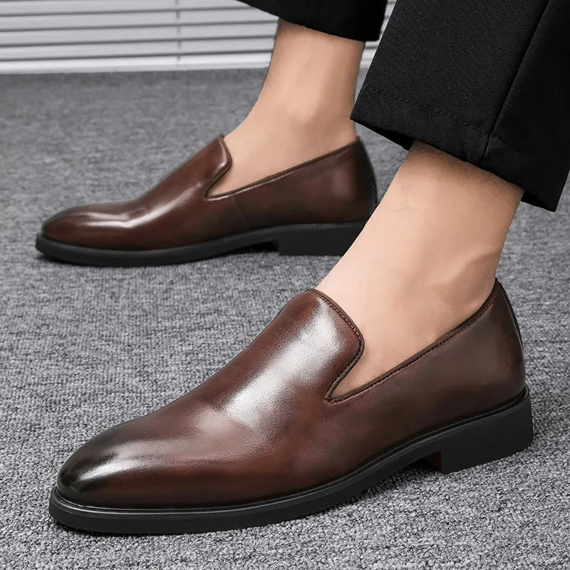 Men Shoes Classics Red Sole Leather Shoes Italian Brand Casual Shoe British Business Formal Dress Shoes Men's Loafers Big Size48