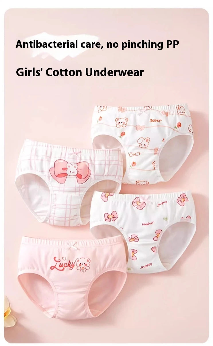 4Pcs/Lot Childen Girls Underwear Cartoon Cute Panties For Girl Cotton Toddlers Kids Breathable 1-14 Years Girls Briefs