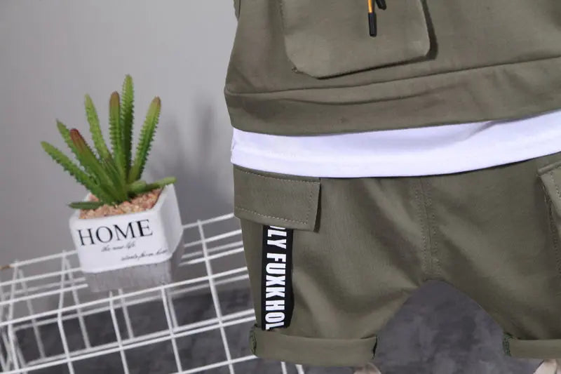 New Children Cotton Clothes Summer Kids Boys Patchwork T Shirts Shorts Pants 2Pcs/sets Infant Kids Toddler Tracksuits 0-5 Years