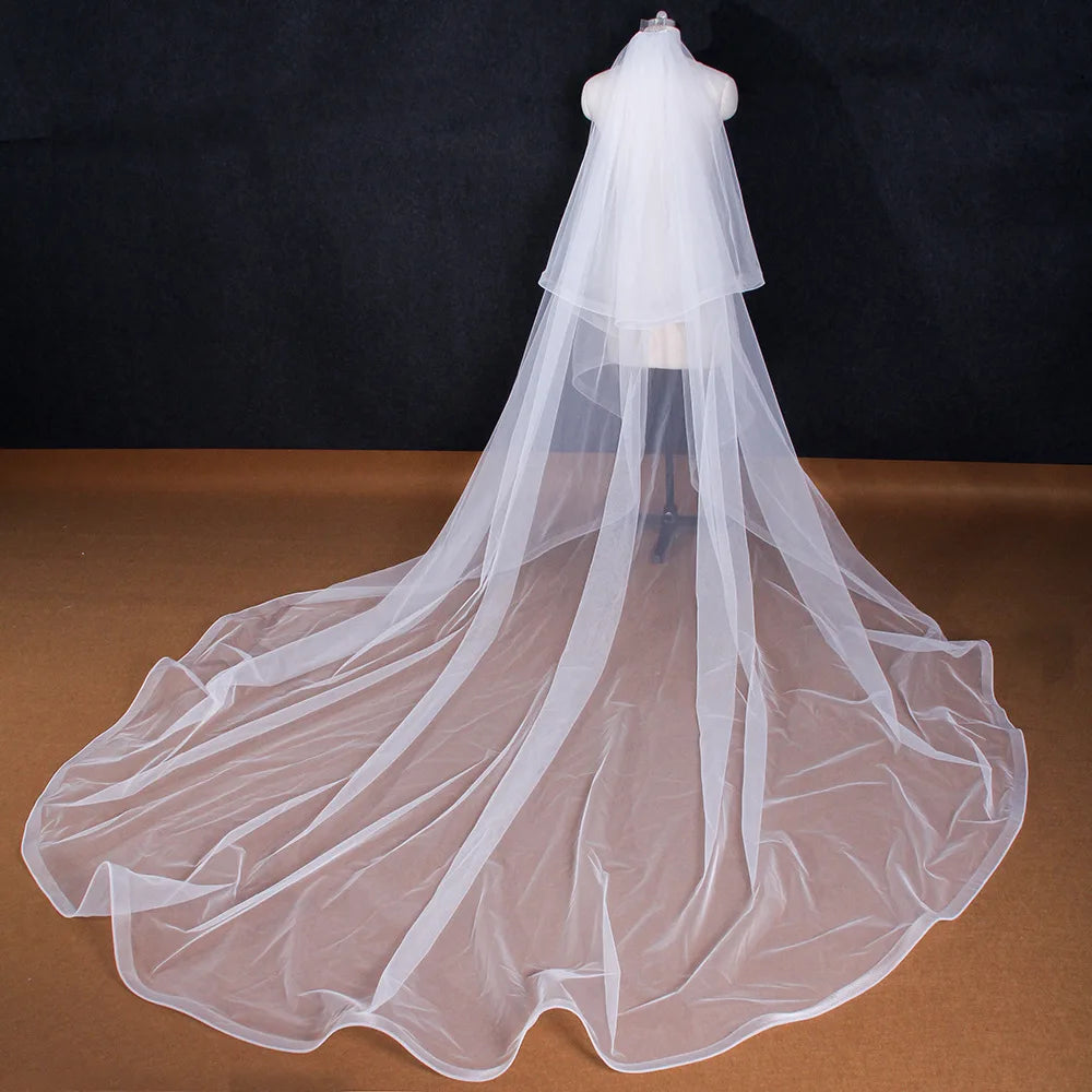 Cathedral Wedding Veils Two Tier with Comb Bride Veil Women Headpiece Bridal Hair Accessory