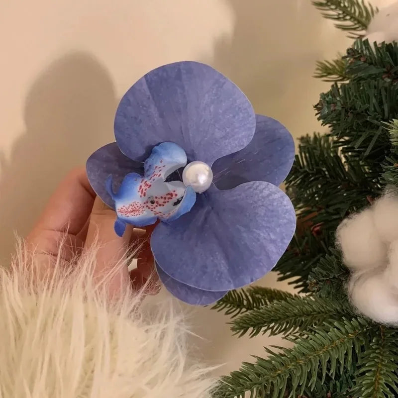 Phalaenopsis Pearl Hair Clip Flower Hairpin Orchid Butterfly Hairs Clip Hair Accessories Hair Styling Tools Bow Flower