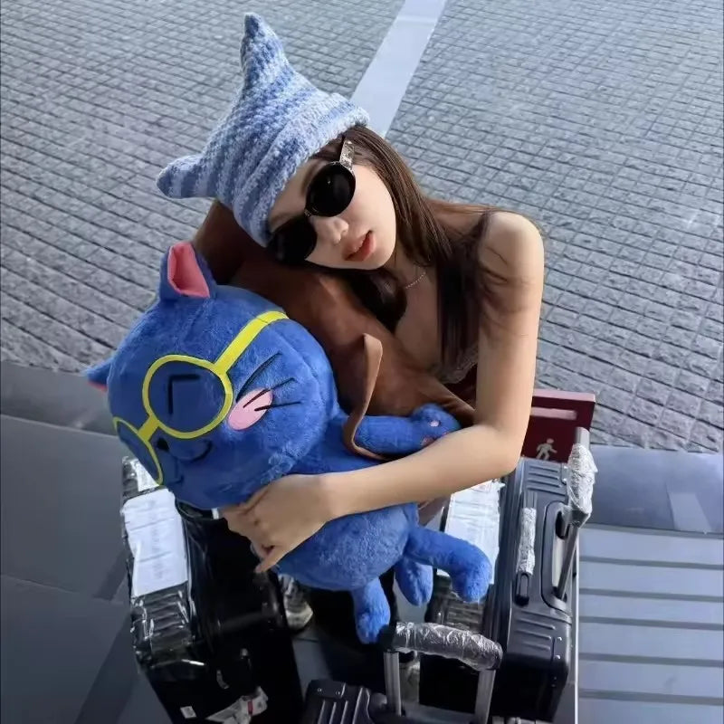 New Japanese Streetwear Harajuku Beanie Little Devil Striped Knitted Hat Women Girls Autumn Winter Cute Cat Ears Cap