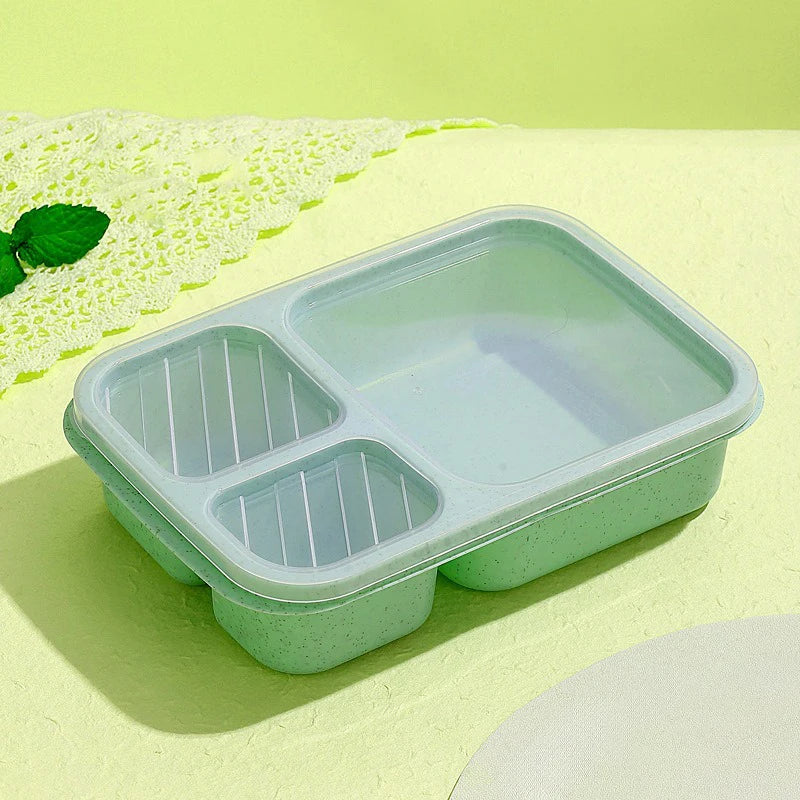 Lunch Box Reusable 3 Compartment Divided Bento Box Kid School Adult Office Food Storage Containers Outdoor Portable Plastic Box