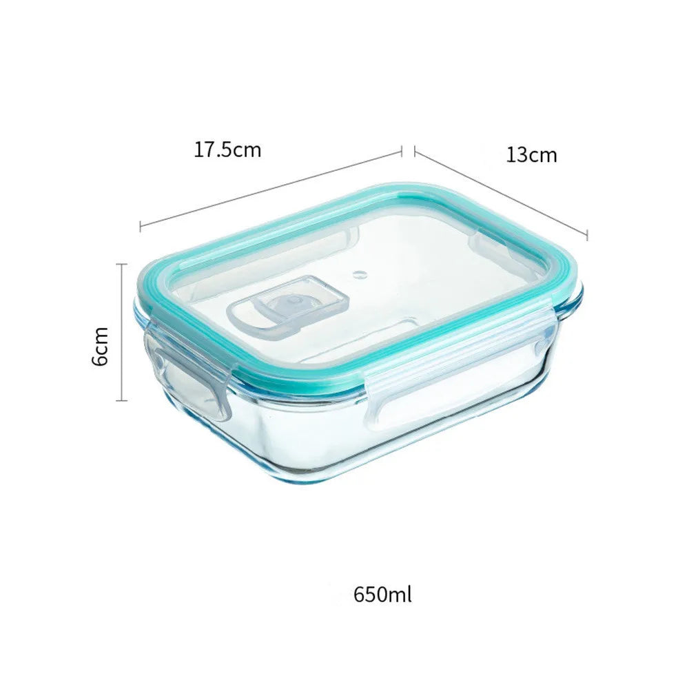 High Borosilicate Glass Lunch Box Microwave Heating Sealed Bento Boxes Refrigerator Freezer Box Fresh-keeping Soup Bowls