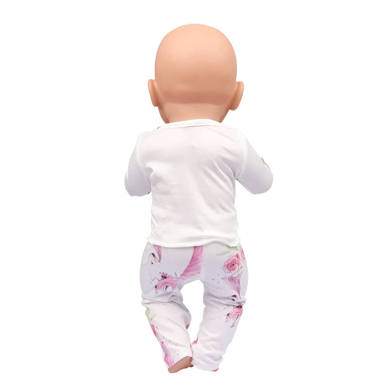 Doll Clothes Pajamas  For 43cm Baby New Born&American 18 Inch Girl Doll Unicorn Shark Cartoon Clothes Suit For Generation Doll