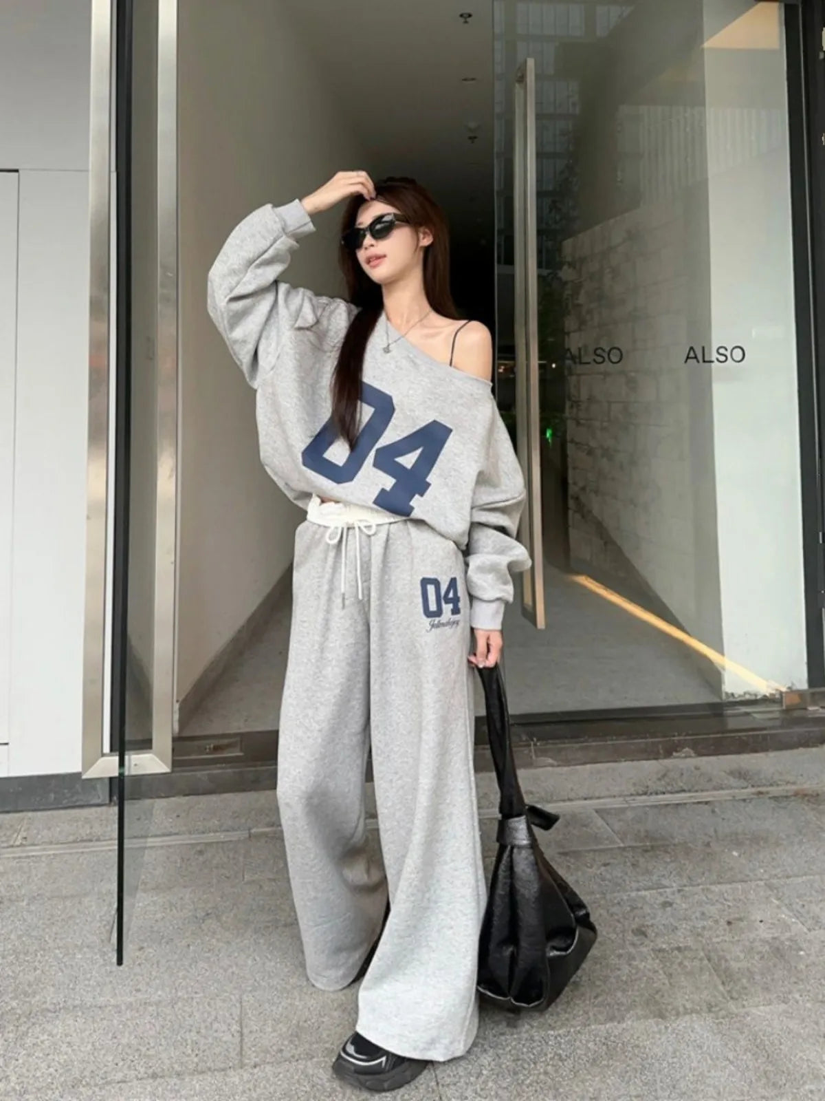 Fashion Retro Sports Dark Pants Charm Women in Spring and Summer Vitality High Waisted Casual Pants Loose Pants Streetwear