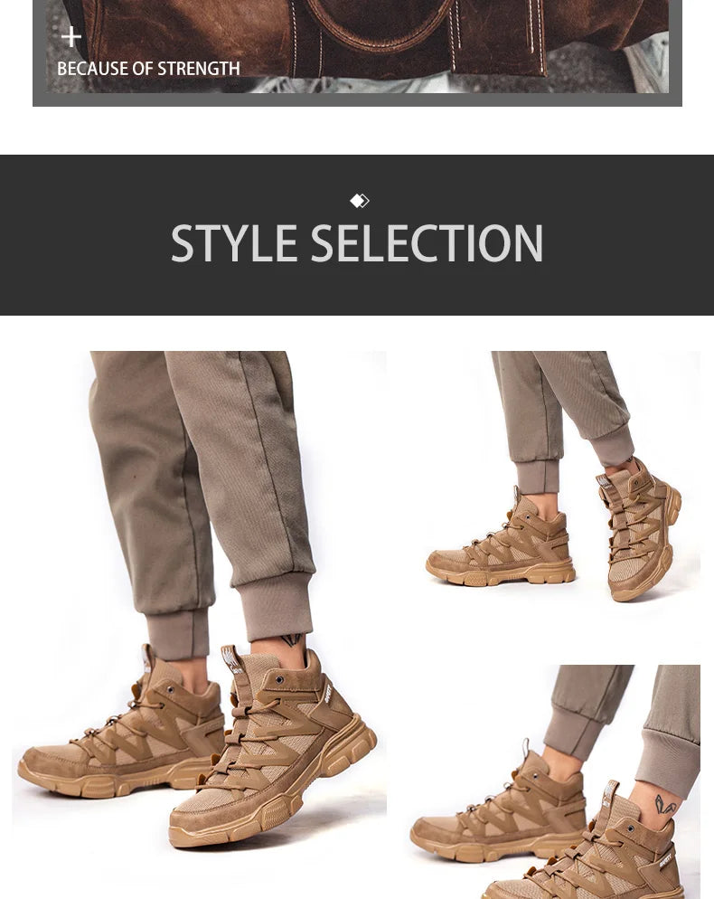 Work Safety Shoes Men's Safety Boots Anti-smash Work Shoes With  Plastic steel head Shoes Men Work Boots Anti-stab Safety Sneake