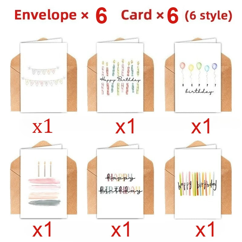 12/24pcs Birthday Card Set with Envelopes - Unique Birthday Gift Cards  - Elegant & Colorful Designs with Balloons,Confetti,Cake