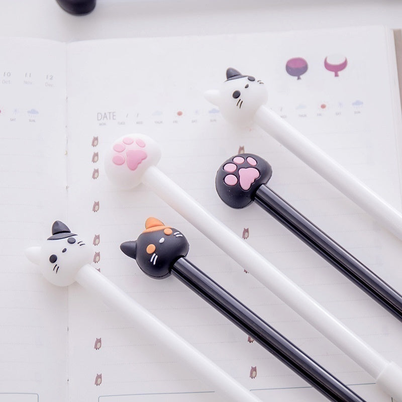 10pcs/batch Kawaii Cat Gel Signature Pen Cute Claw  Stylos Black Ink for Hand Account Writing Stationery Office School Supplies